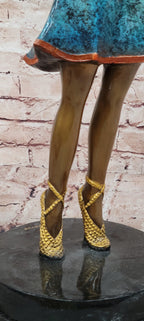Colorful Art Deco Dancer Bronze Sculpture on Marble Base