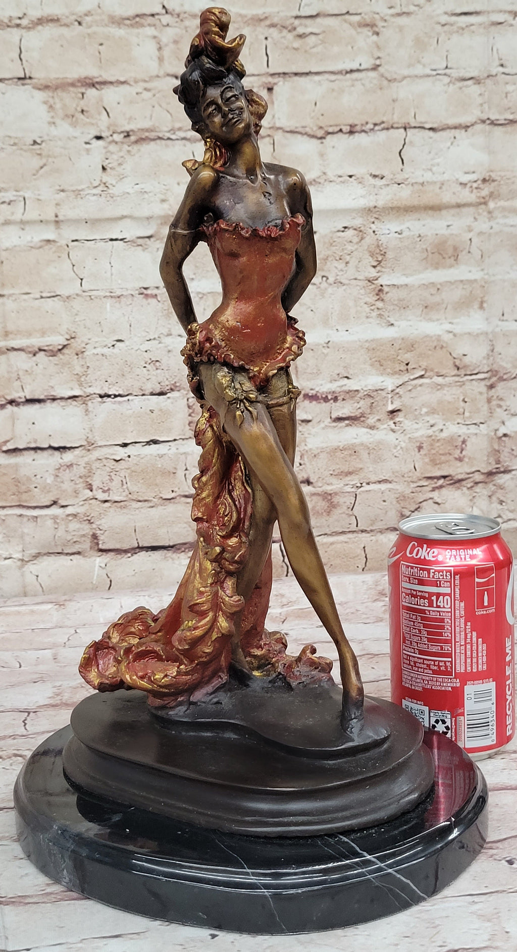 Wild West Saloon Courtesan Girl 19th Century Woman in Colorful Corset Bronze Statue Sculpture 15" x 9"