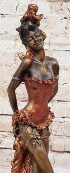 Wild West Saloon Courtesan Girl 19th Century Woman in Colorful Corset Bronze Statue Sculpture 15" x 9"