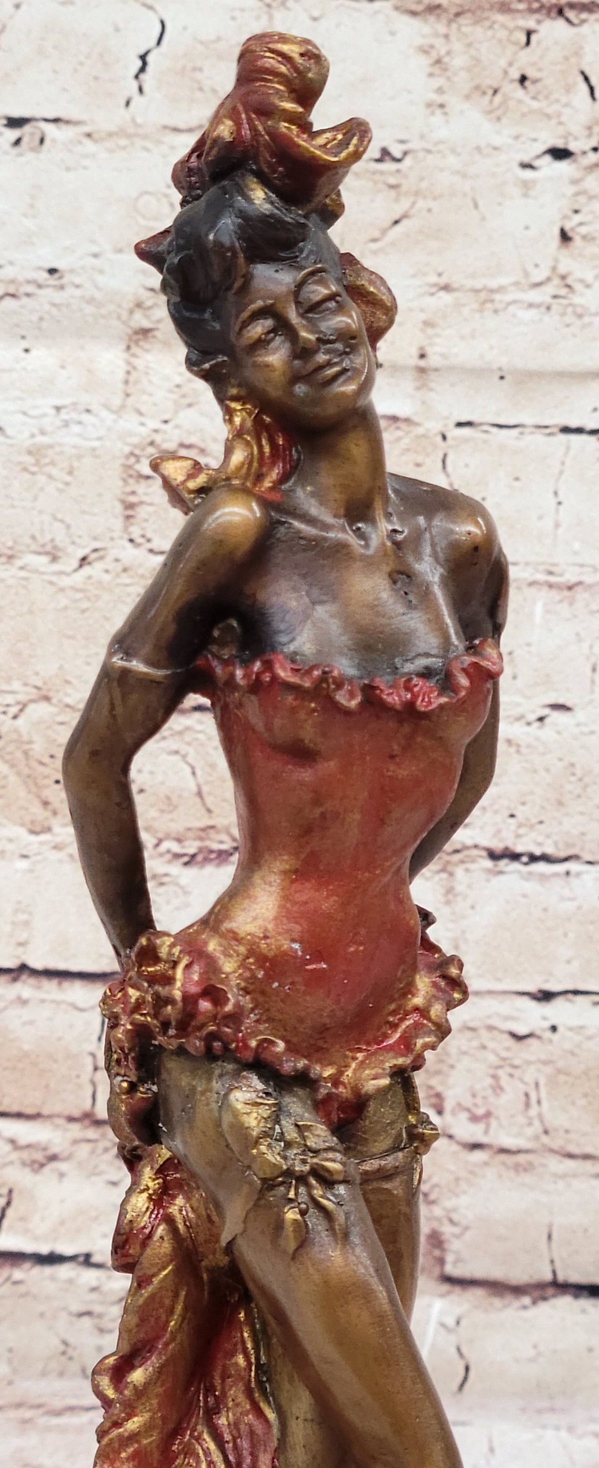 Wild West Saloon Courtesan Girl 19th Century Woman in Colorful Corset Bronze Statue Sculpture 15" x 9"