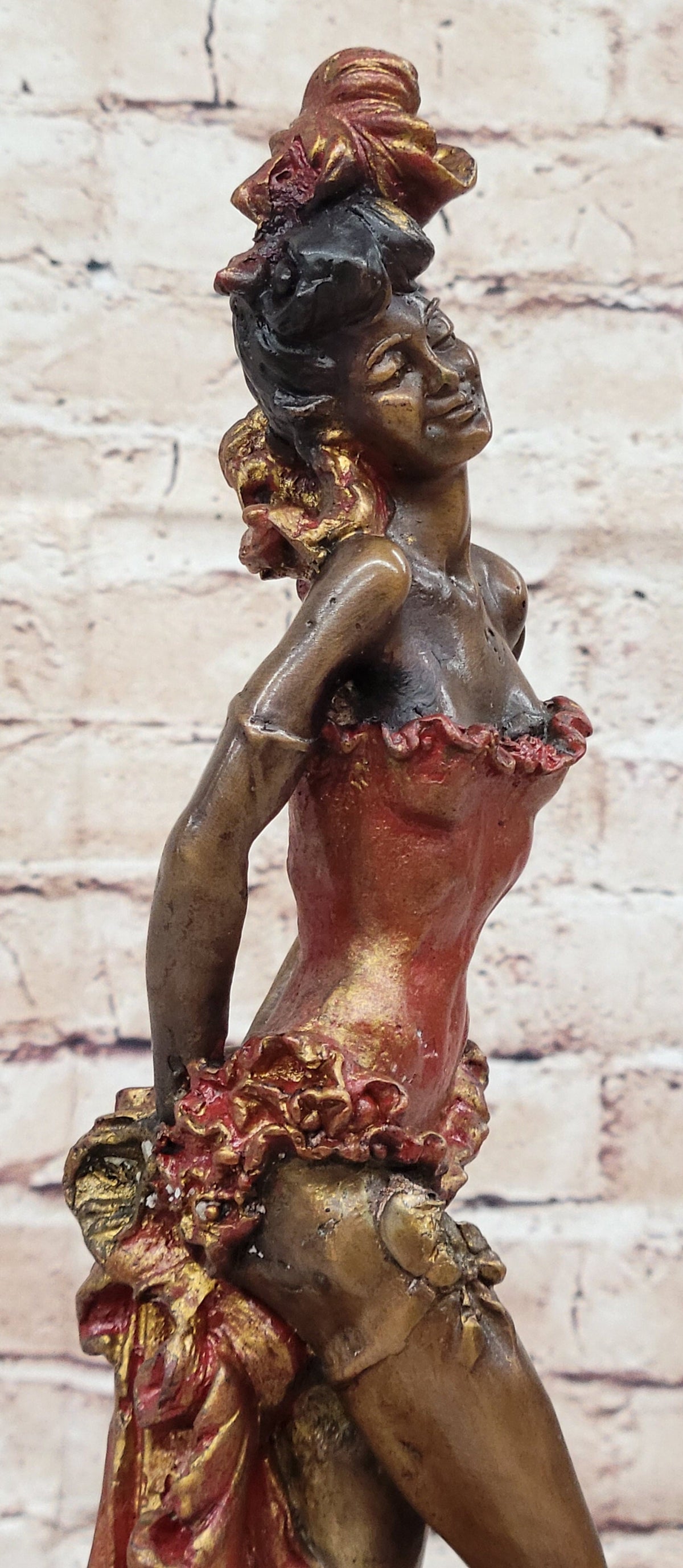 Wild West Saloon Courtesan Girl 19th Century Woman in Colorful Corset Bronze Statue Sculpture 15" x 9"