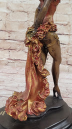 Wild West Saloon Courtesan Girl 19th Century Woman in Colorful Corset Bronze Statue Sculpture 15" x 9"
