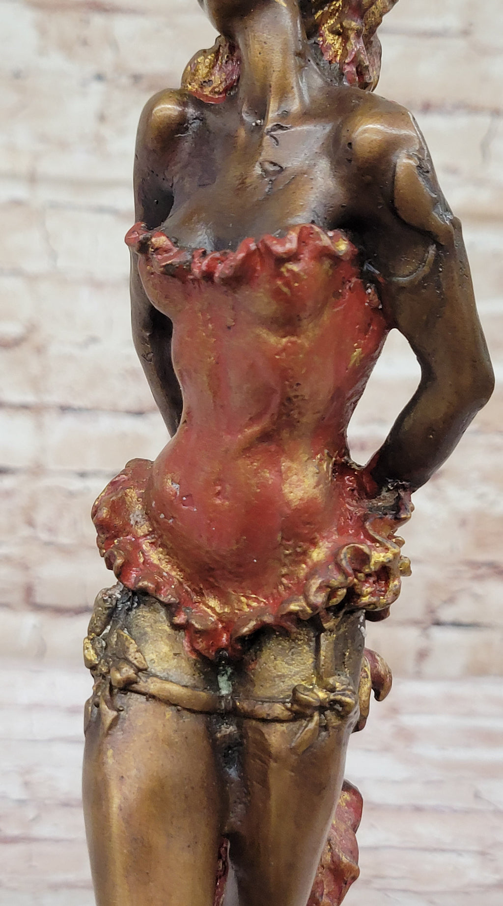Wild West Saloon Courtesan Girl 19th Century Woman in Colorful Corset Bronze Statue Sculpture 15" x 9"