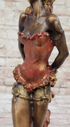 Wild West Saloon Courtesan Girl 19th Century Woman in Colorful Corset Bronze Statue Sculpture 15" x 9"