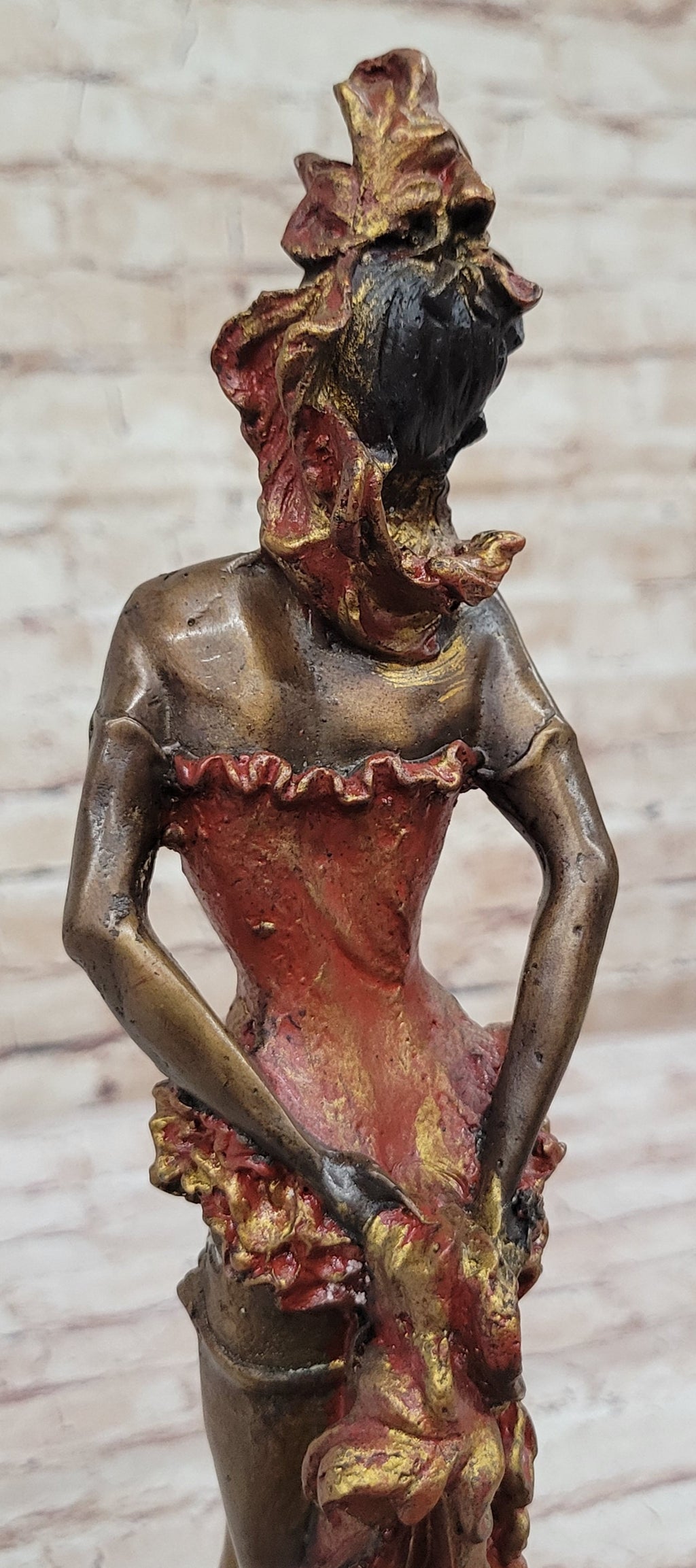 Wild West Saloon Courtesan Girl 19th Century Woman in Colorful Corset Bronze Statue Sculpture 15" x 9"