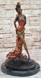 Wild West Saloon Courtesan Girl 19th Century Woman in Colorful Corset Bronze Statue Sculpture 15" x 9"