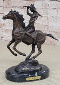 WAR Western Bronze Sculpture Native American Horseback Statue 9" x 8"