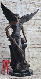Female Archangel Winged Angel w/ Sword Warrior Goddess Bronze Sculpture Statue Figure