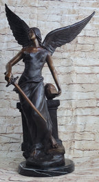 Female Archangel Winged Angel w/ Sword Warrior Goddess Bronze Sculpture Statue Figure