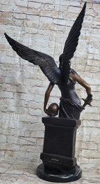 Female Archangel Winged Angel w/ Sword Warrior Goddess Bronze Sculpture Statue Figure