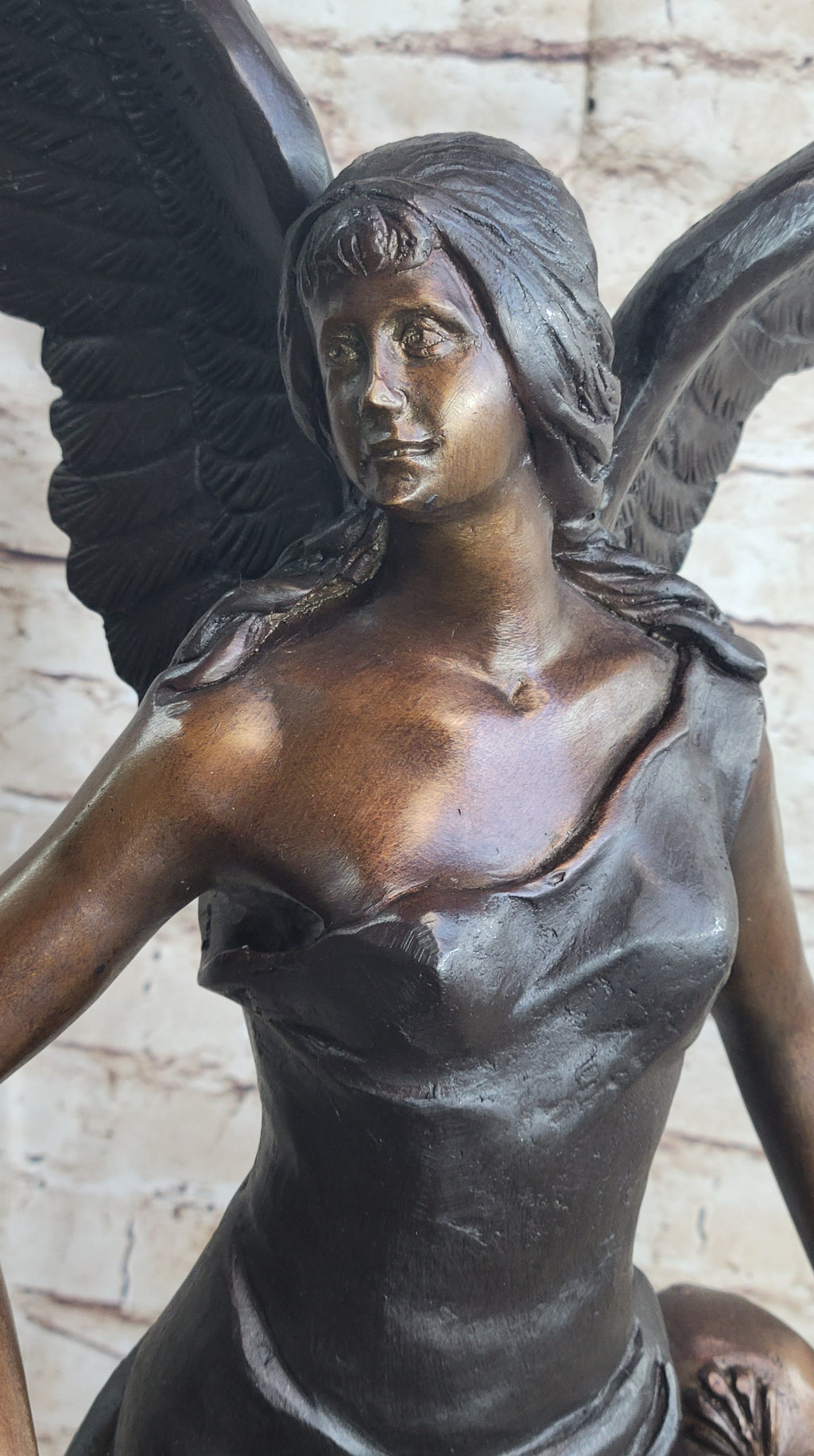 Female Archangel Winged Angel w/ Sword Warrior Goddess Bronze Sculpture Statue Figure