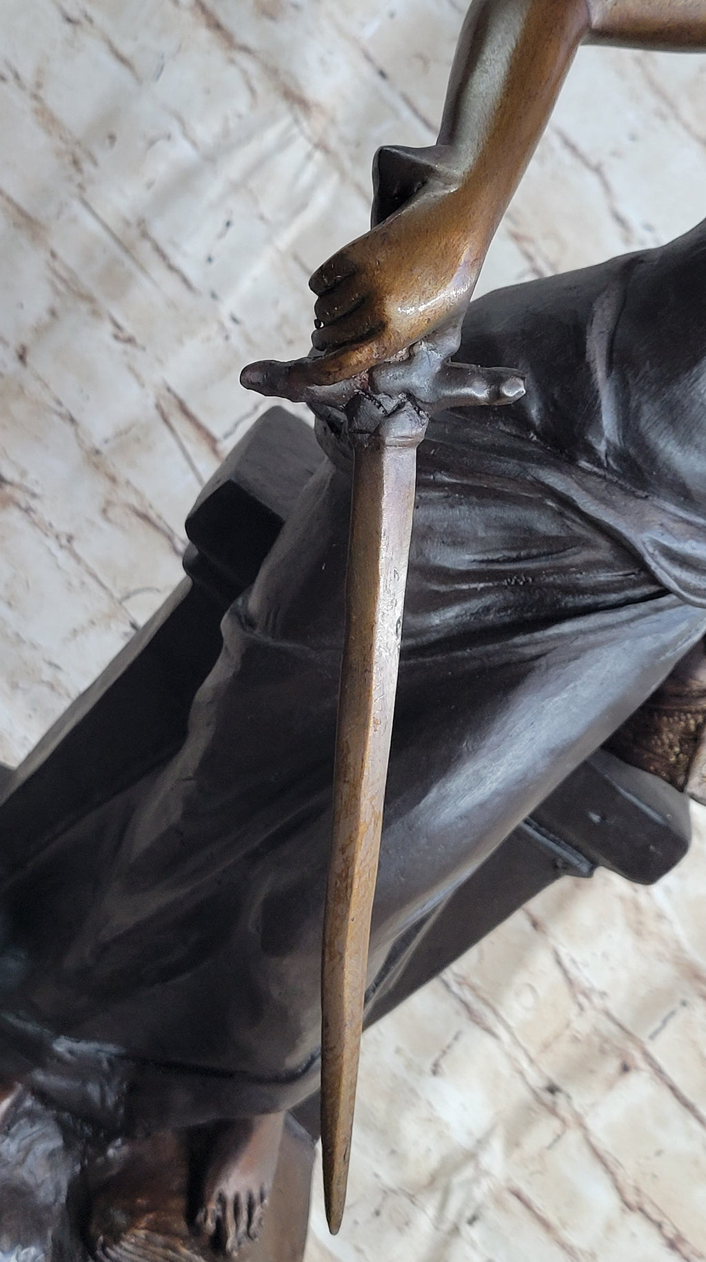 Female Archangel Winged Angel w/ Sword Warrior Goddess Bronze Sculpture Statue Figure