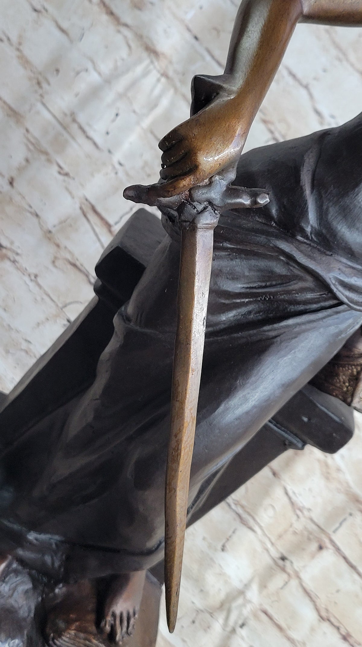 Female Archangel Winged Angel w/ Sword Warrior Goddess Bronze Sculpture Statue Figure