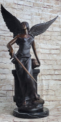 Female Archangel Winged Angel w/ Sword Warrior Goddess Bronze Sculpture Statue Figure