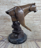 Limited Edition Marius Cougar Female Lion Bronze Sculpture Marble Statue Figurine