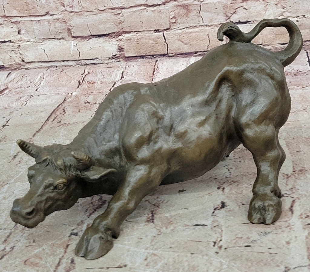 Bronze Sculpture Statue Abstract Bull Horns Figurine Stock Broker Sale Gift Decor