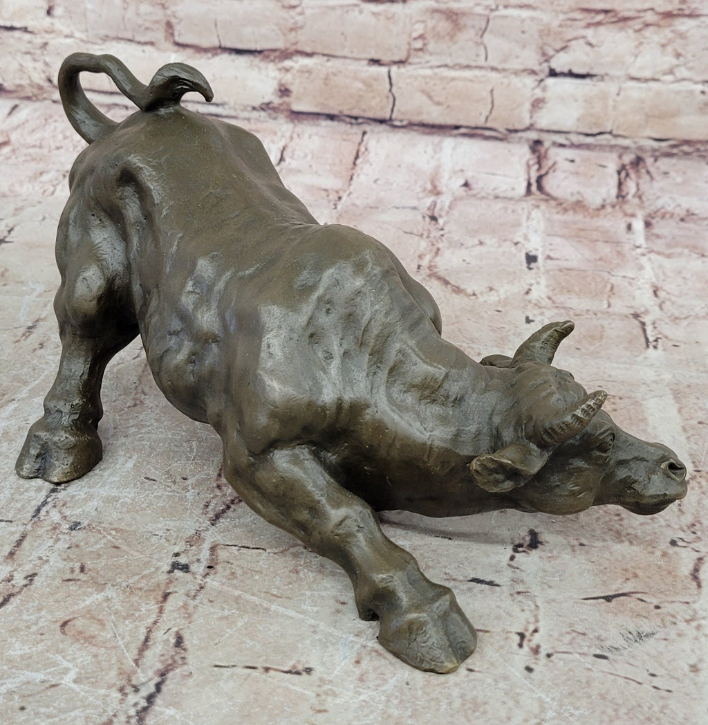 Bronze Sculpture Statue Abstract Bull Horns Figurine Stock Broker Sale Gift Decor