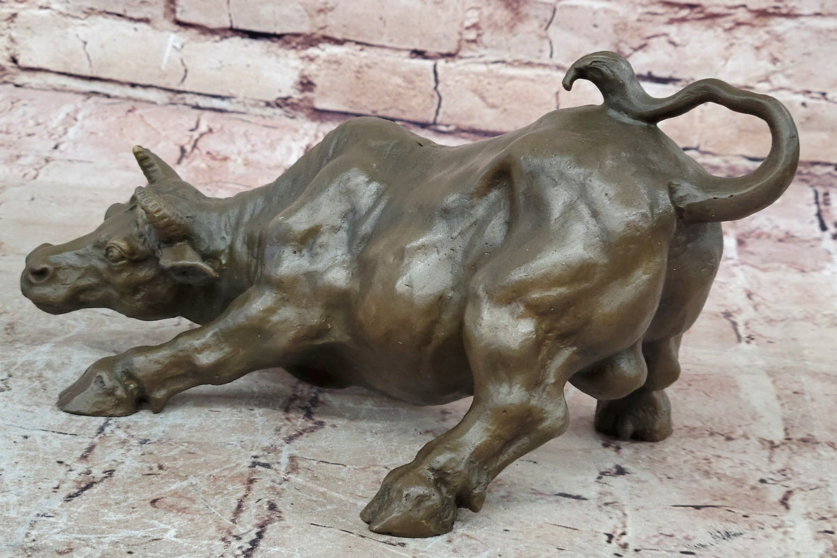 Bronze Sculpture Statue Abstract Bull Horns Figurine Stock Broker Sale Gift Decor