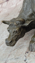 Bronze Sculpture Statue Abstract Bull Horns Figurine Stock Broker Sale Gift Decor