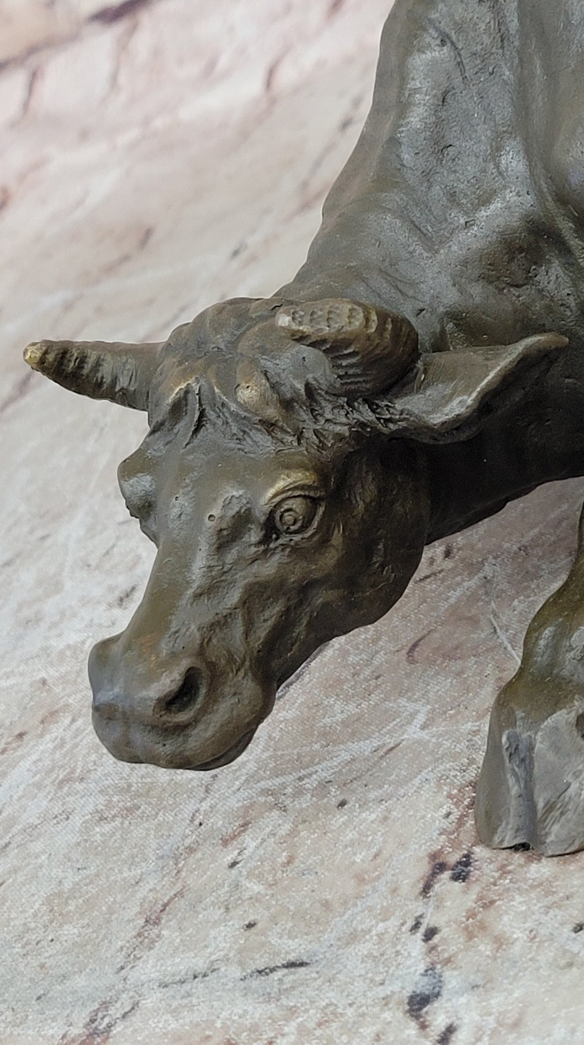 Bronze Sculpture Statue Abstract Bull Horns Figurine Stock Broker Sale Gift Decor