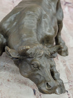 Bronze Sculpture Statue Abstract Bull Horns Figurine Stock Broker Sale Gift Decor