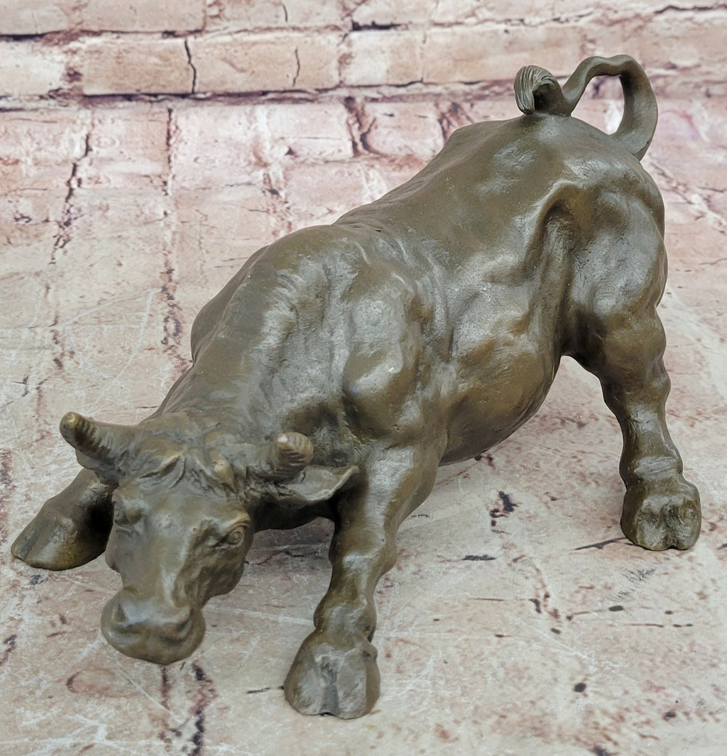Bronze Sculpture Statue Abstract Bull Horns Figurine Stock Broker Sale Gift Decor