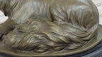 German Shepherd Bushy Tailed Dog Licking Paw Bronze Statue Sculpture Original Milo
