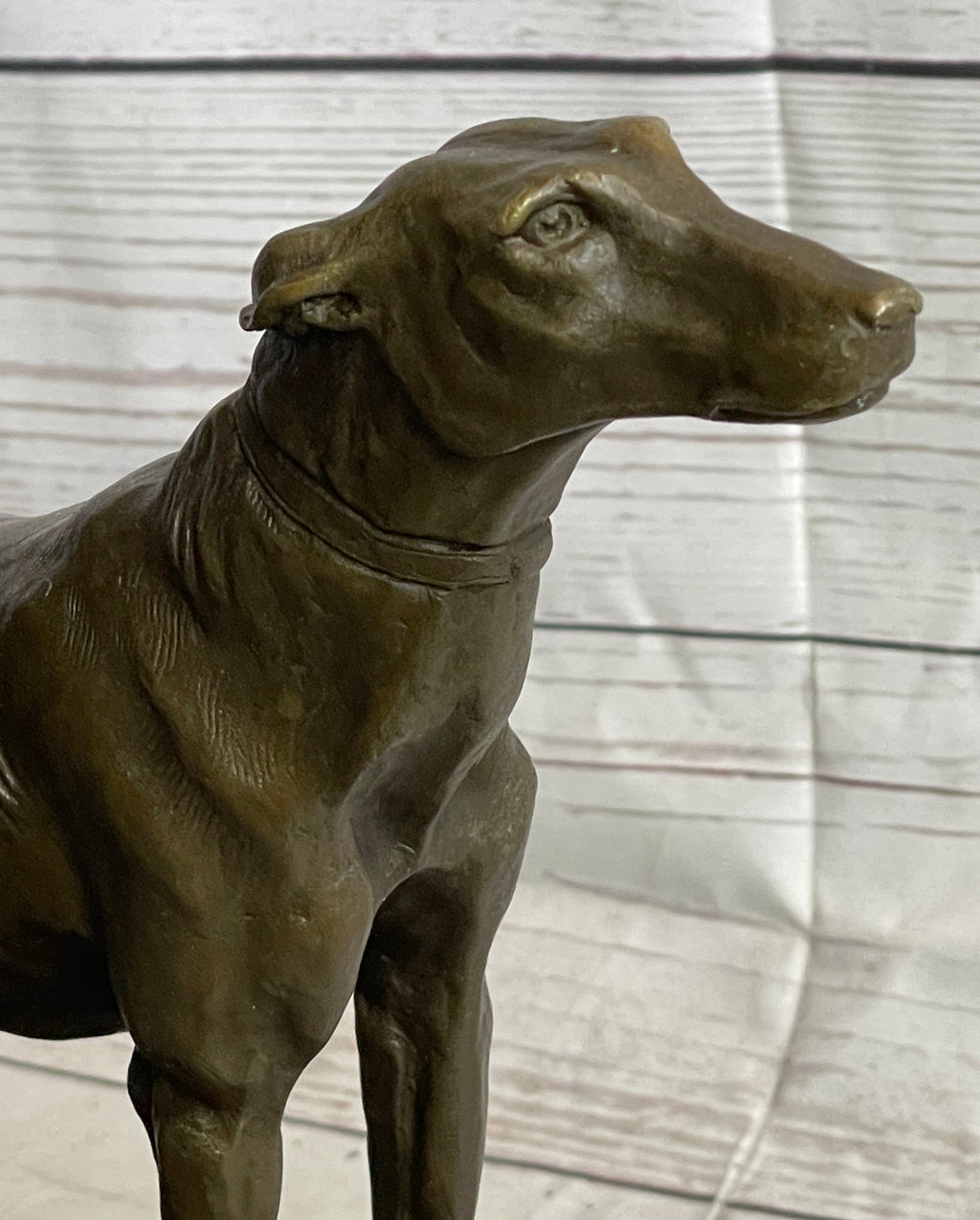 Pair of Greyhounds - Two Slender Racing Dogs Handmade Bronze Sculpture by Fremiet
