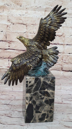 Art Deco Multi Color Patina American Bald Eagle Classic Bronze Statue Artwork
