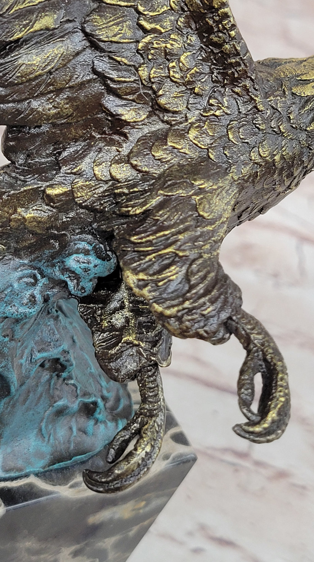 Art Deco Multi Color Patina American Bald Eagle Classic Bronze Statue Artwork