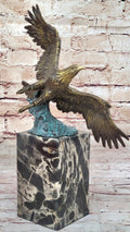 Art Deco Multi Color Patina American Bald Eagle Classic Bronze Statue Artwork