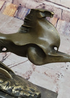 Abstract Modern Contemporary Horse Figurine Bronze Sculpture on Marble Base