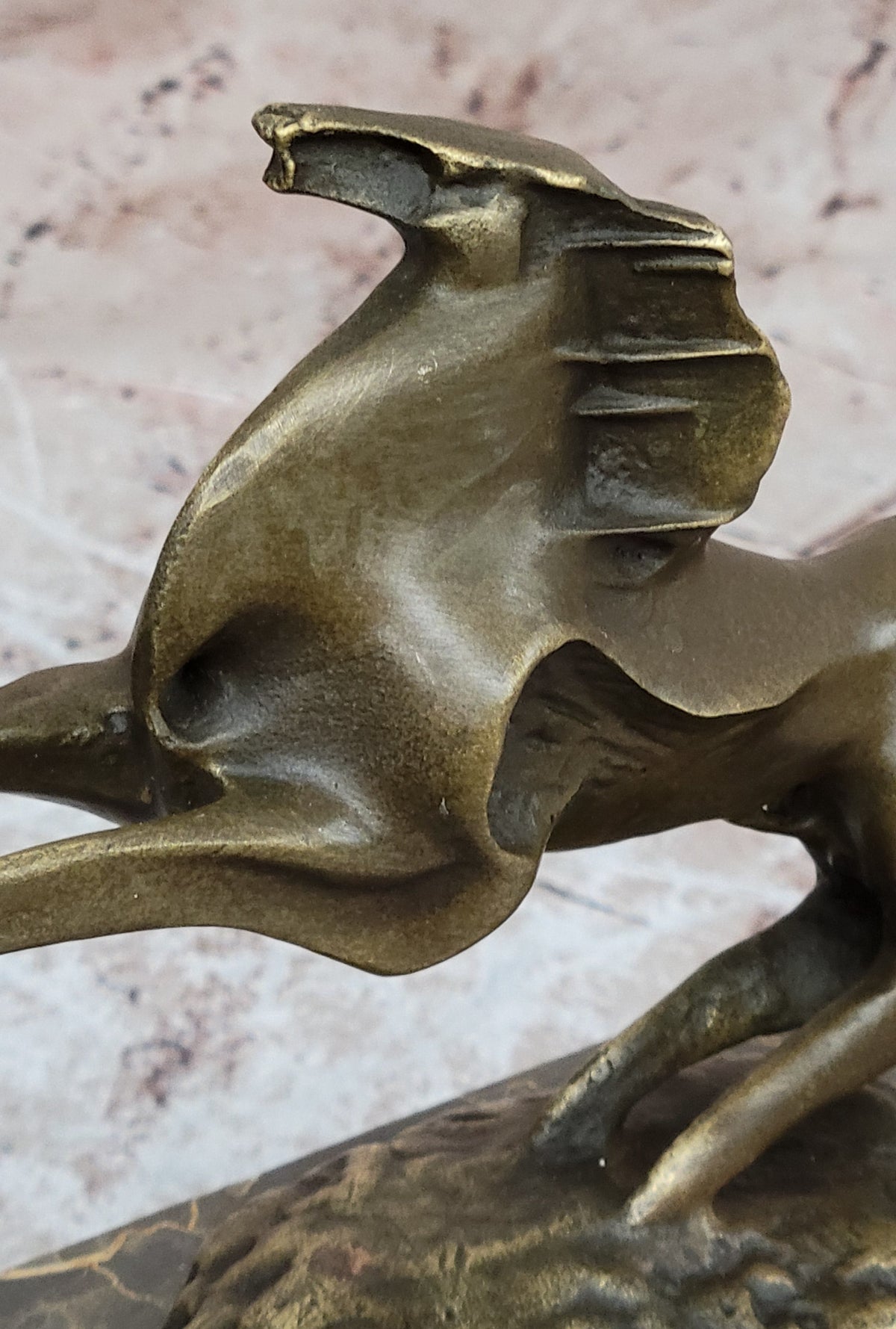 Abstract Modern Contemporary Horse Figurine Bronze Sculpture on Marble Base