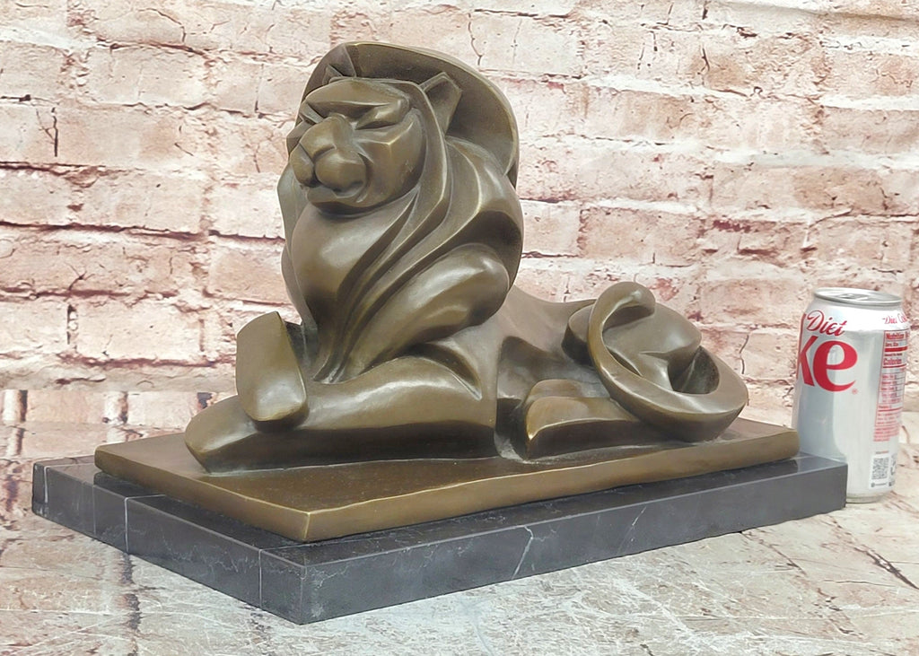 Bronze Abstract Lion Sculpture Cubist Modern Art Decor