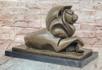 Bronze Abstract Lion Sculpture Cubist Modern Art Decor