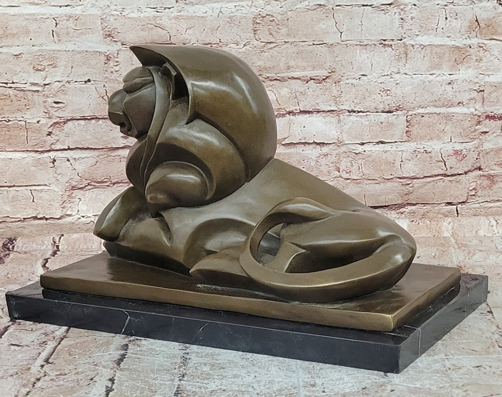 Bronze Abstract Lion Sculpture Cubist Modern Art Decor