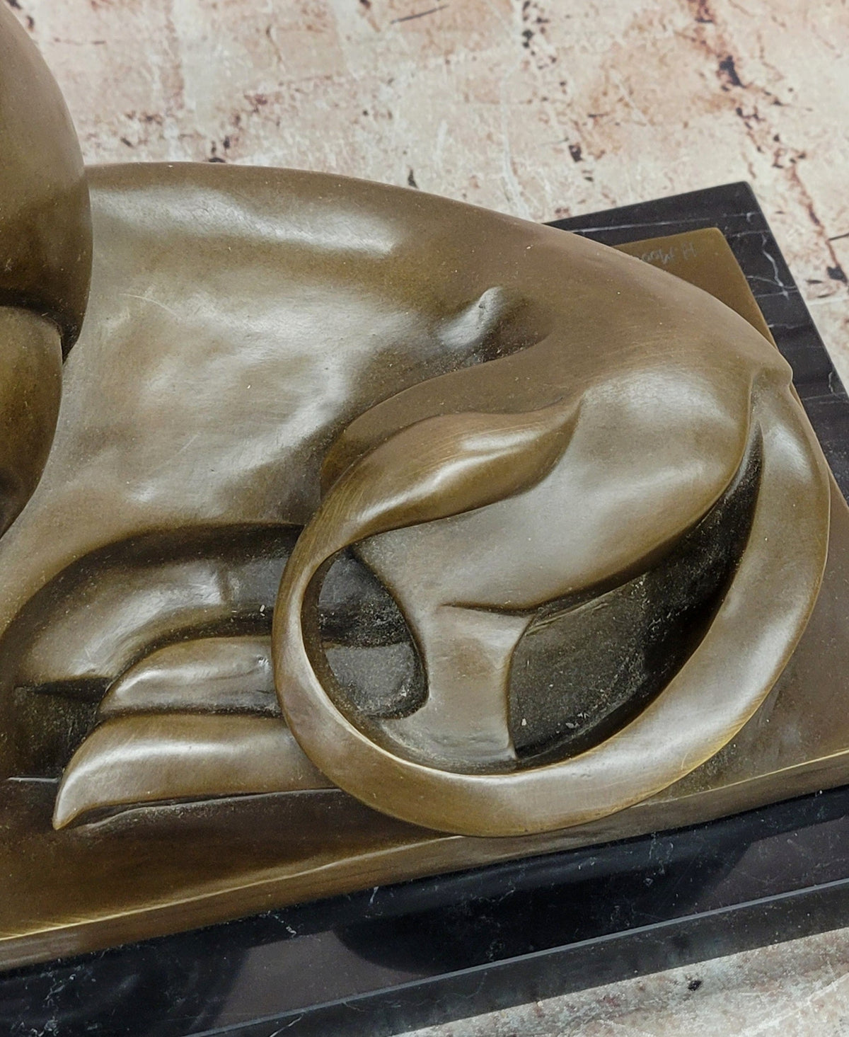 Bronze Abstract Lion Sculpture Cubist Modern Art Decor