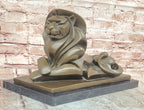 Bronze Abstract Lion Sculpture Cubist Modern Art Decor