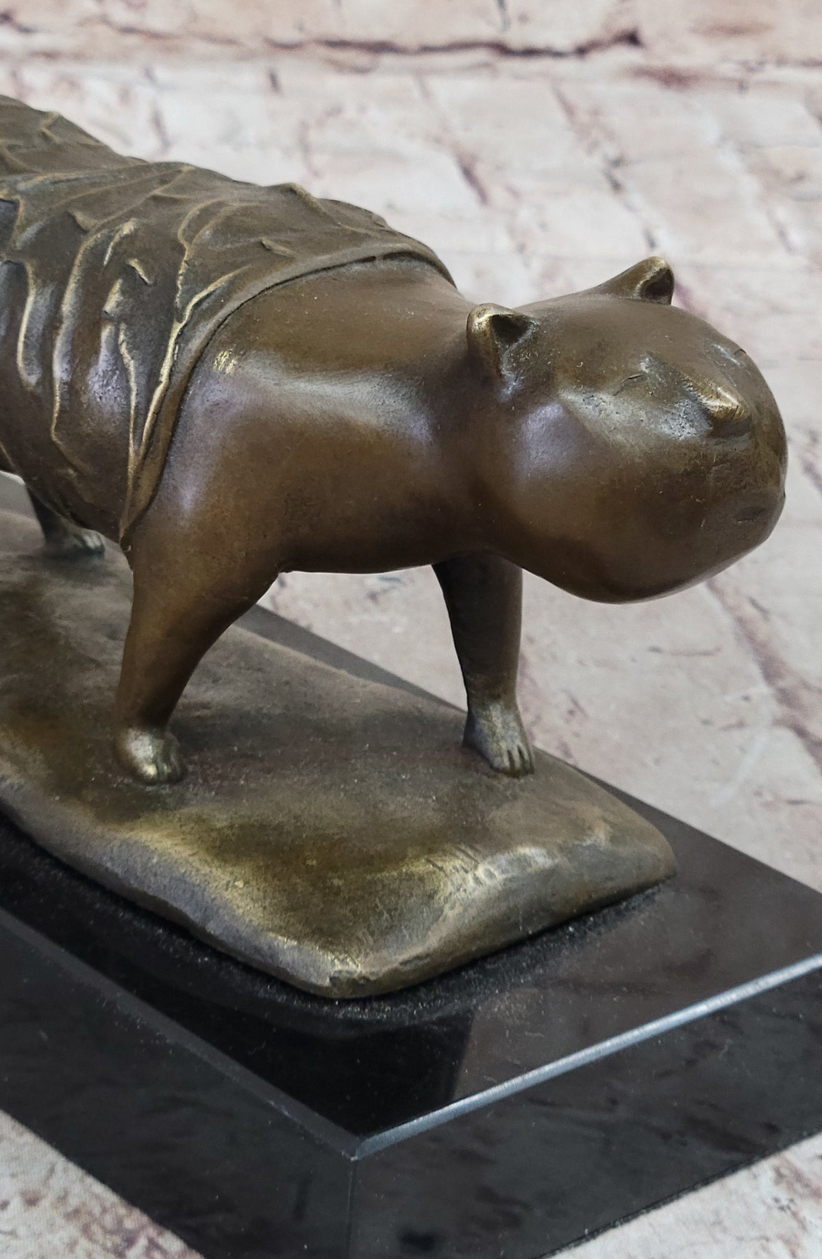 Fernando Botero Skinny Cat Bronze Abstract Modern Art Sculpture Statue Decor 7" x 11"