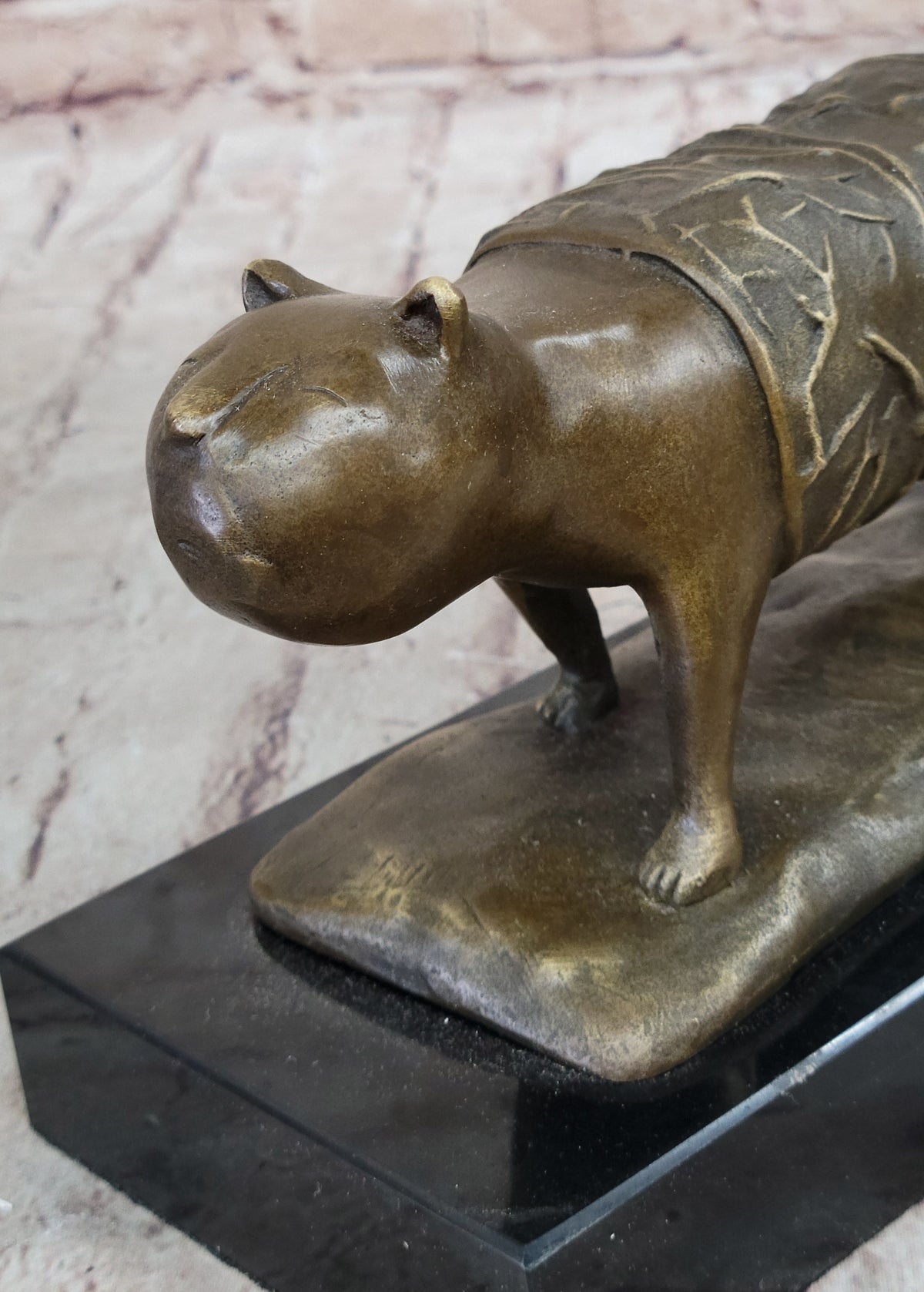 Fernando Botero Skinny Cat Bronze Abstract Modern Art Sculpture Statue Decor 7" x 11"