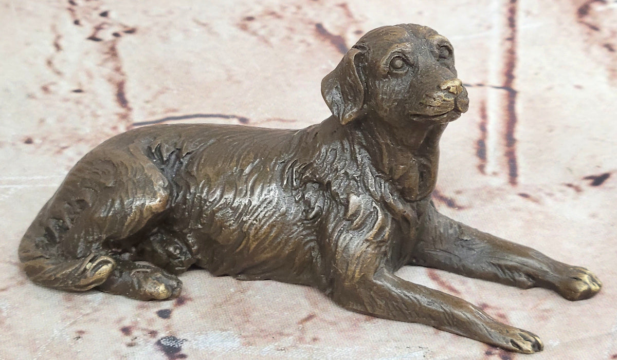 Bronze Reclining Dog Sculpture – Resting Canine Figurative Art Statue