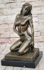 Sexy Nude Female Figure Erotic Girl Bronze Sculpture Signed Original Art