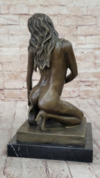 Sexy Nude Female Figure Erotic Girl Bronze Sculpture Signed Original Art