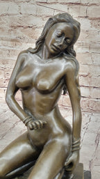 Sexy Nude Female Figure Erotic Girl Bronze Sculpture Signed Original Art