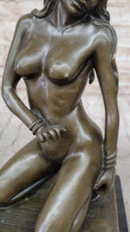 Sexy Nude Female Figure Erotic Girl Bronze Sculpture Signed Original Art
