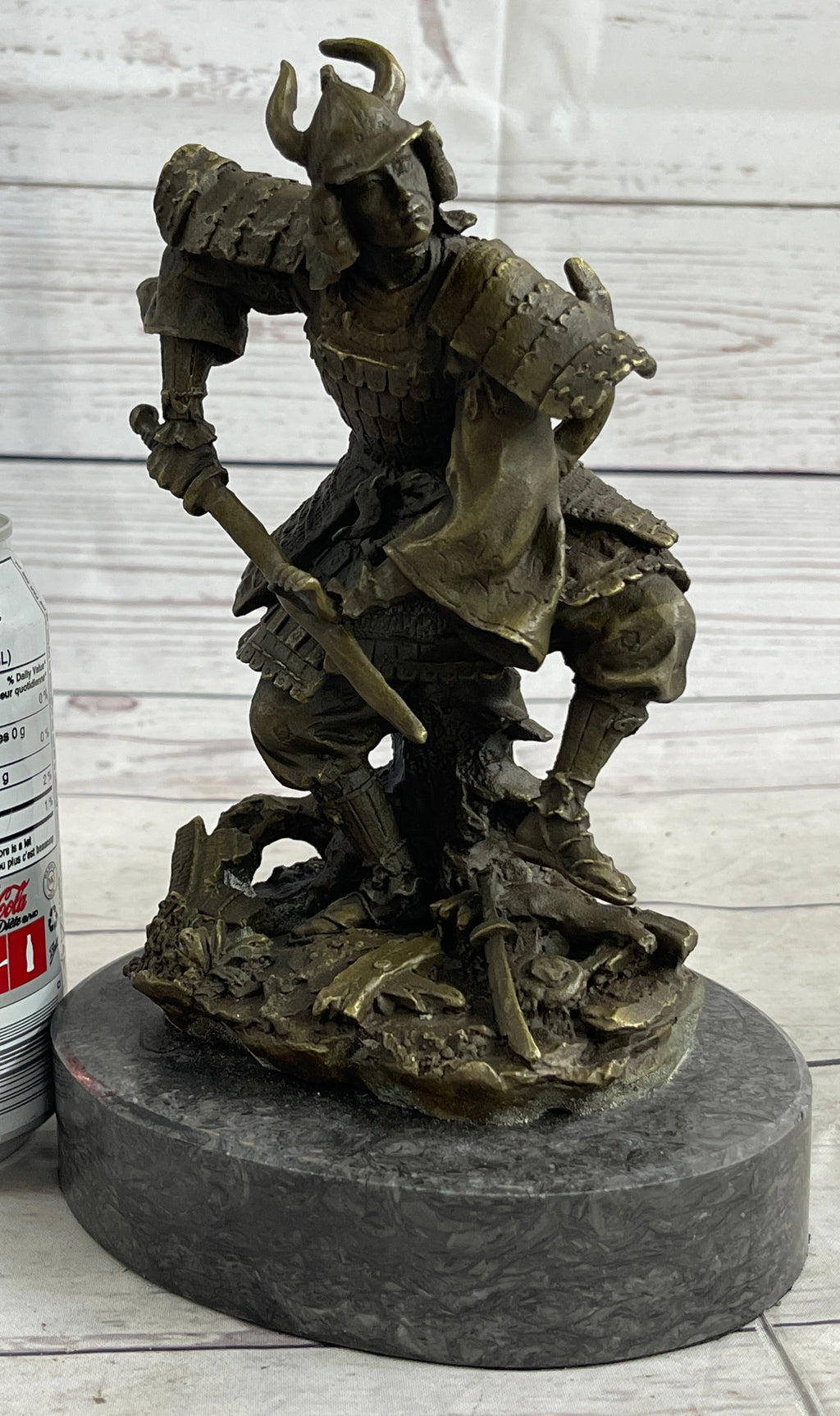 Japanese Samurai Warrior Bronze Statue Sculpture Figure Signed Original 9" x 5"