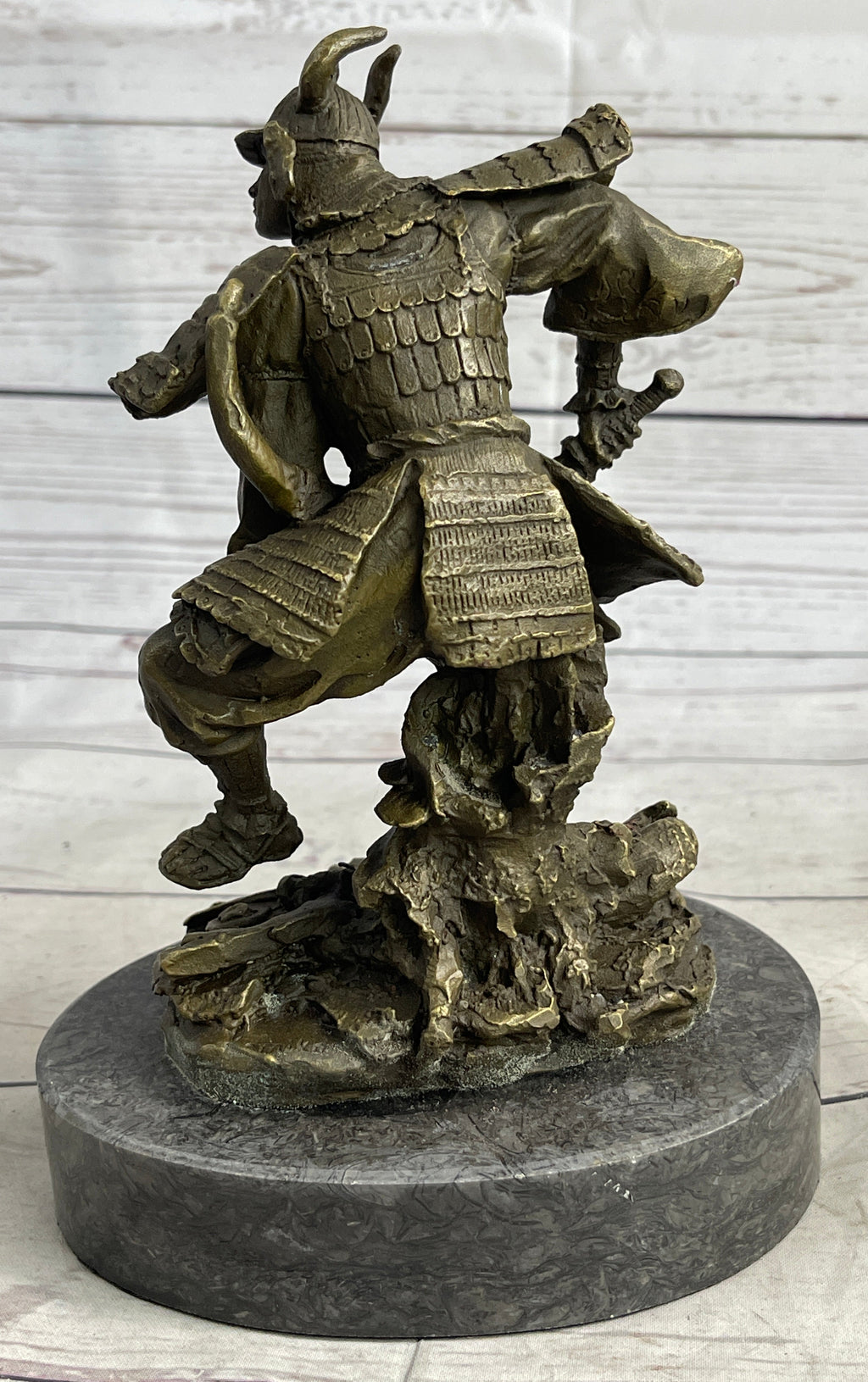 Japanese Samurai Warrior Bronze Statue Sculpture Figure Signed Original 9" x 5"