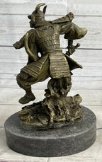 Japanese Samurai Warrior Bronze Statue Sculpture Figure Signed Original 9" x 5"