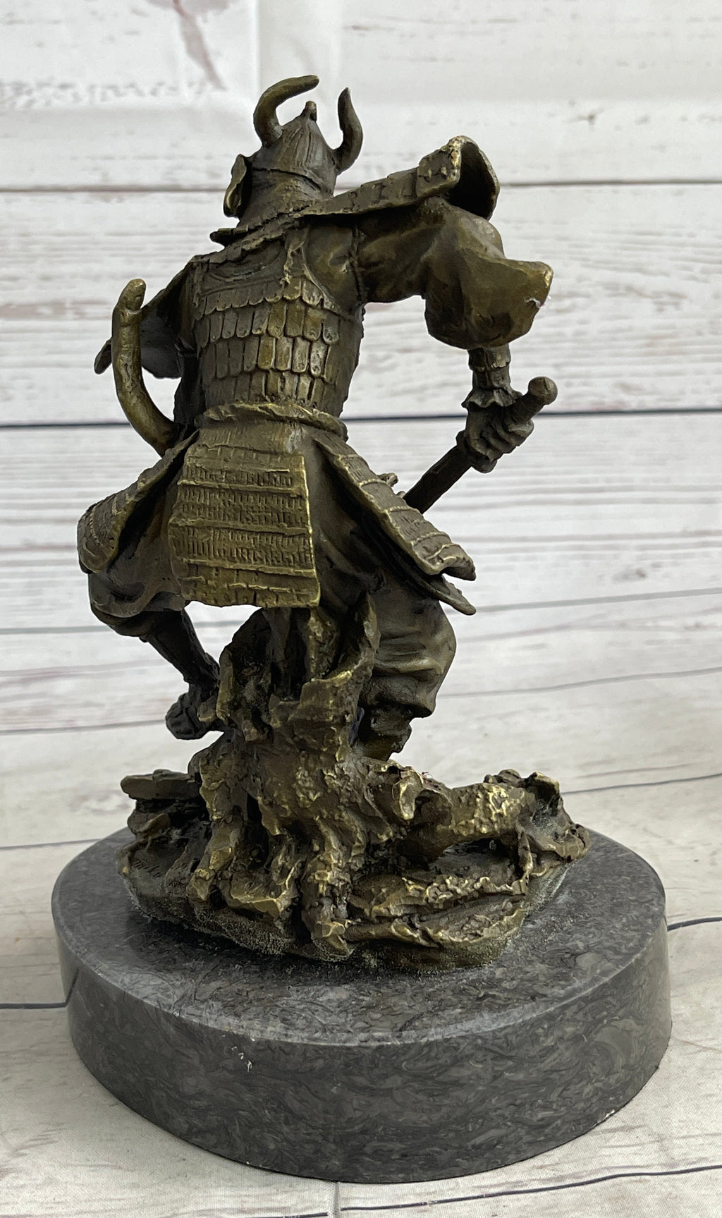 Japanese Samurai Warrior Bronze Statue Sculpture Figure Signed Original 9" x 5"