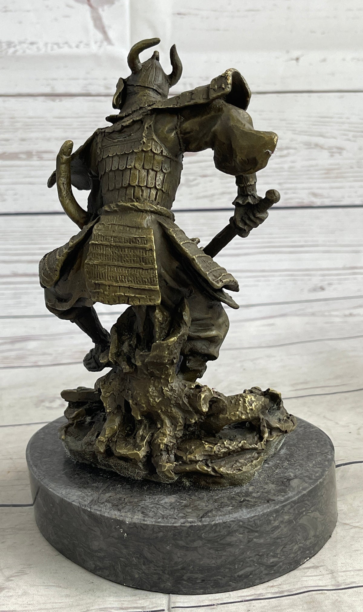 Japanese Samurai Warrior Bronze Statue Sculpture Figure Signed Original 9" x 5"